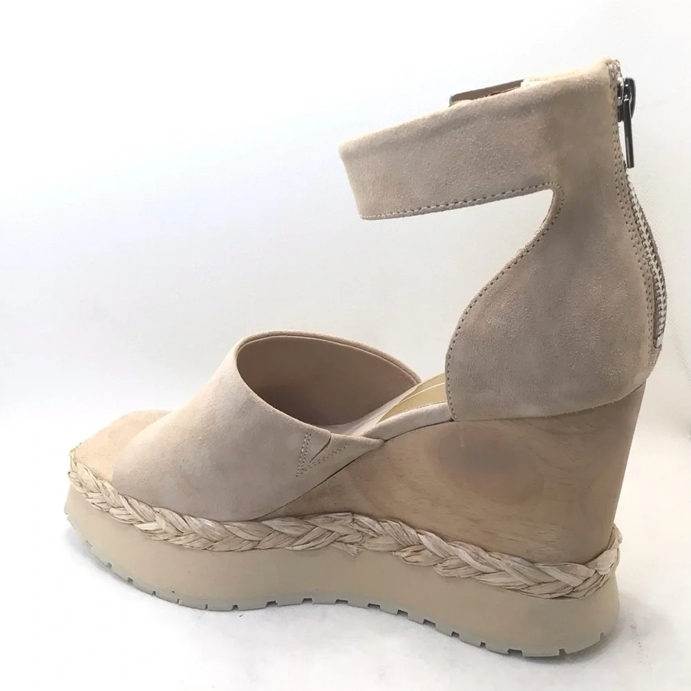 Dolce Vita Parle Ankle Strap Suede Light Tan Wedge Platform Sandals